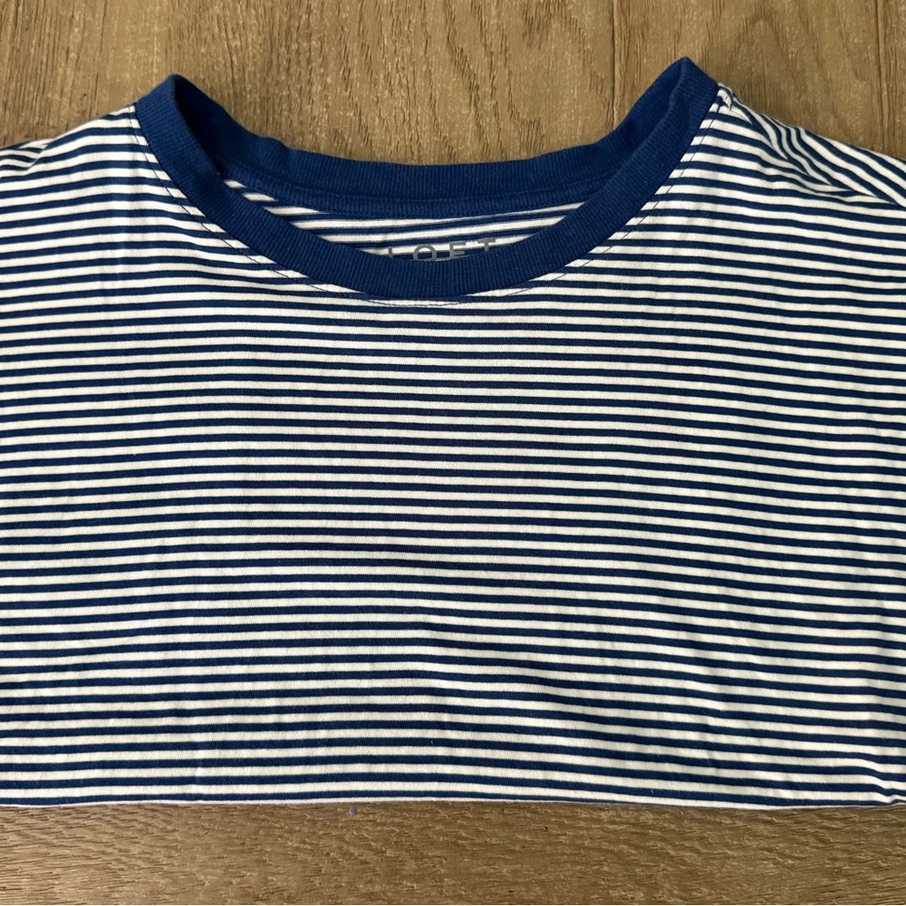 LOFT Navy and White Striped Top